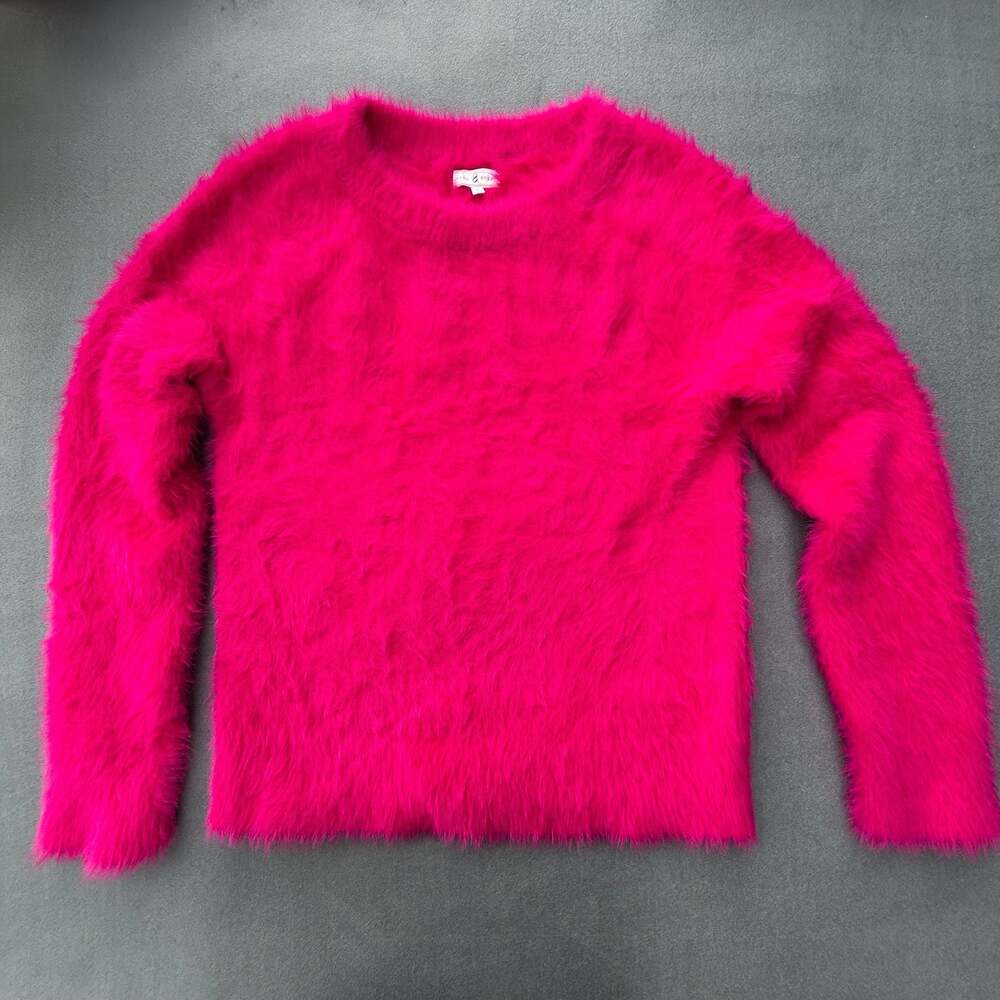 Lou & Grey Hot Pink Fuzzy Shaggy Crewneck Sweater Size M